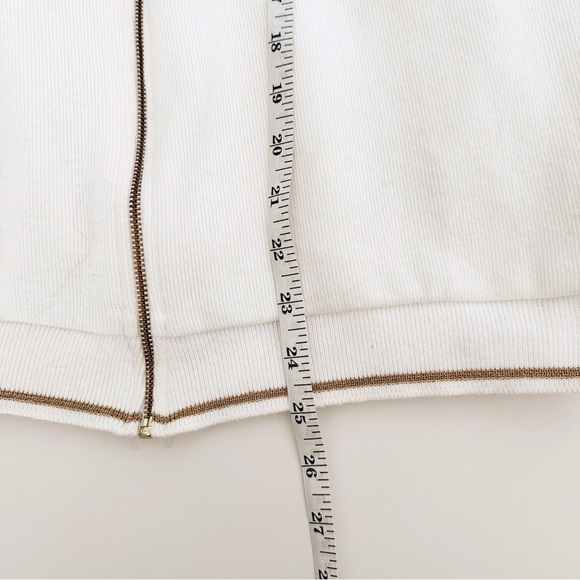 Vintage Jacket Embroidered Tennis White Gold Retro Medium - Picture 8 of 9